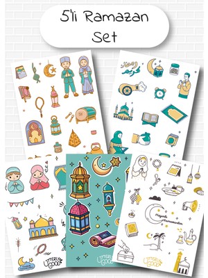 Ramazan Temalı 5'li Sticker Seti | Bullet Journal | Notebook | Ajanda | Scrapbook Için Uygun Set