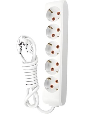 Viko | Beşli Grup Priz, Topraklı - Çocuk Korumalı Çoğaltıcı Priz  [5'li, 5 Metre, Beyaz]