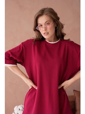 Bisiklet Yaka Kumaş Garnili Salaş Basic T-Shirt