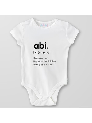 Ahoj  Organik Pamuk Abi Diğer Yarısı Bebek Body Çıtçıtlı Zıbın Badi Kısa Kol