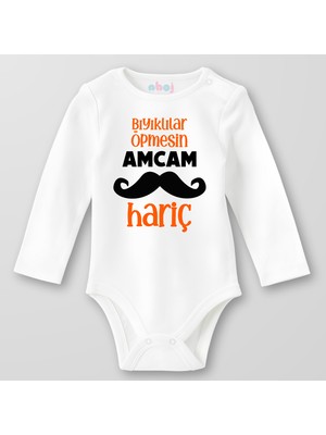 Ahoj  Organik Pamuk Bıyıklılar Öpmesin Amcam Hariç Bebek Body Çıtçıtlı Zıbın Badi Uzun Kol