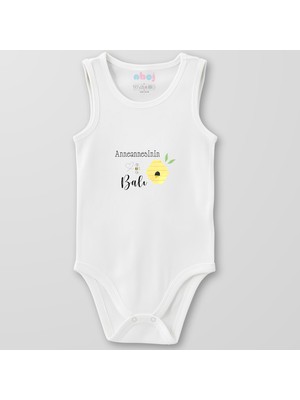 Ahoj  Organik Pamuk Anneannesinin Balı Peteği Bebek Body Çıtçıtlı Zıbın Badi Kolsuz