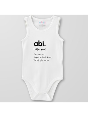 Ahoj  Organik Pamuk Abi Diğer Yarısı Bebek Body Çıtçıtlı Zıbın Badi Kolsuz