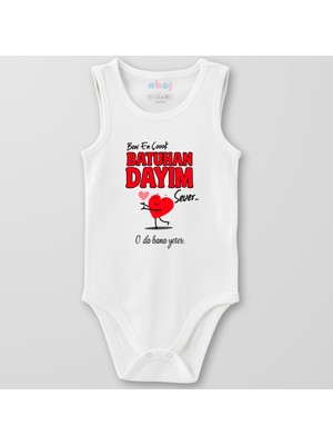 Ahoj  Organik Pamuk Beni En Çok Dayım Sever Bebek Body Çıtçıtlı Zıbın Badi Kolsuz
