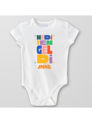 Ahoj  Organik Pamuk Hediyen Geldi Anne Bebek Body Çıtçıtlı Zıbın Badi Kısa Kol