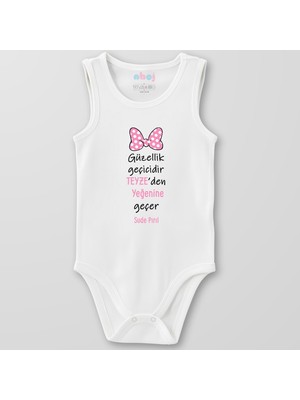 Ahoj  Organik Pamuk Güzellik Geçicidir Teyzeden Yeğenine Geçer Bebek Body Çıtçıtlı Zıbın Badi Kolsuz
