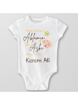 Ahoj  Organik Pamuk Selam Dünya Ablamın Biricik Aşkı Olmaya Geldim Bebek Body Çıtçıtlı Zıbın Badi Kısa Kol