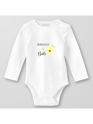 Ahoj  Organik Pamuk Babasının Balı Bebek Body Çıtçıtlı Zıbın Badi Uzun Kol