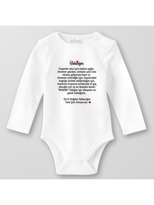Ahoj  Organik Pamuk Babacığım Üzgünüm Ama Aynı Kadına Aşığız Bebek Body Çıtçıtlı Zıbın Badi Uzun Kol