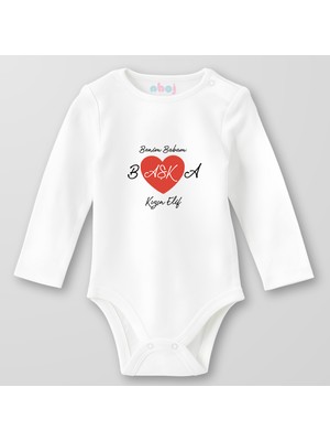 Ahoj  Organik Pamuk Benim Babam Başka Bebek Body Çıtçıtlı Zıbın Badi Uzun Kol