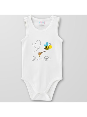 Ahoj  Organik Pamuk Yengesinin Balı Bebek Body Çıtçıtlı Zıbın Badi Kolsuz