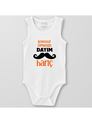 Ahoj  Organik Pamuk Bıyıklılar Öpmesin Dayım Hariç Bebek Body Çıtçıtlı Zıbın Badi Kolsuz