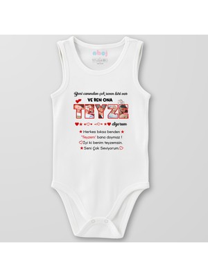 Ahoj  Organik Pamuk Beni Canından Çok Seven Biri Var Teyze Bebek Body Çıtçıtlı Zıbın Badi Kolsuz