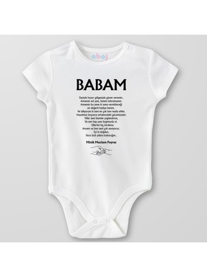 Ahoj  Organik Pamuk Sesiyle Huzur Sesiyle Güven Verenim Babam Bebek Body Çıtçıtlı Zıbın Badi Kısa Kol