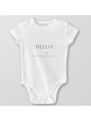 Ahoj %100 Organik Pamuk Hello Auntie Bebek Body Çıtçıtlı Zıbın Badi Kısa Kol