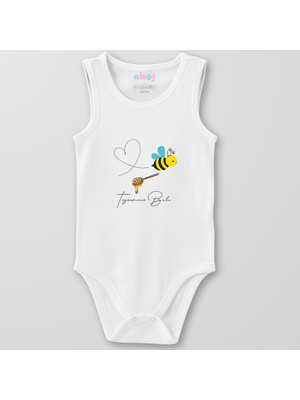 Ahoj  Organik Pamuk Teyzesinin Balı Bebek Body Çıtçıtlı Zıbın Badi Kolsuz