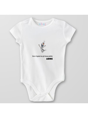 Ahoj  Organik Pamuk Gece Rüyalarına Girmeye Geldim Anne Bebek Body Çıtçıtlı Zıbın Badi Kısa Kol