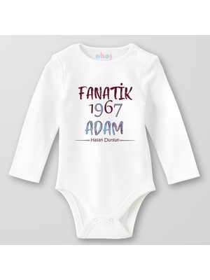 Ahoj  Organik Pamuk Fanatik 1967 Adam Bebek Body Çıtçıtlı Zıbın Badi Uzun Kol
