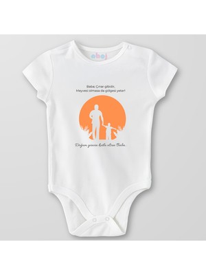 Ahoj  Organik Pamuk Babalar Çınar Ağacı Gibidir Bebek Body Çıtçıtlı Zıbın Badi Kısa Kol