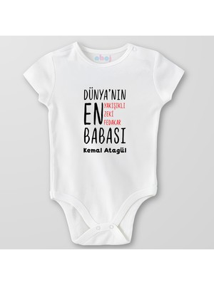 Ahoj  Organik Pamuk Dünyanın En Yakışıklı Zeki Fedakar Babası Bebek Body Çıtçıtlı Zıbın Badi Kısa Kol