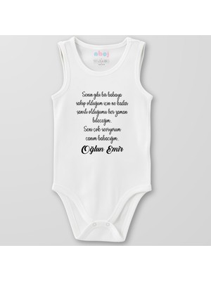 Ahoj  Organik Pamuk Senin Gibi Bir Babaya Sahip Olduğum Için Erkek Bebek Body Çıtçıtlı Zıbın Badi Kolsuz