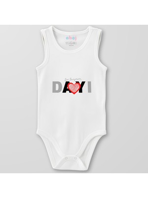 Ahoj  Organik Pamuk Seni Seviyorum Dayı Bebek Body Çıtçıtlı Zıbın Badi Kolsuz