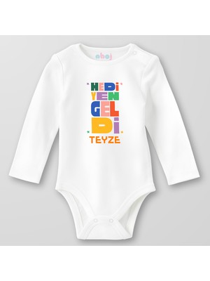 Ahoj  Organik Pamuk Hediyen Geldi Teyze Bebek Body Çıtçıtlı Zıbın Badi Uzun Kol