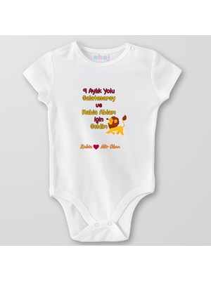 Ahoj  Organik Pamuk Aslanlı 9 Aylık Yolu Galatasaray Için Geldim Bebek Body Çıtçıtlı Zıbın Badi Kısa Kol