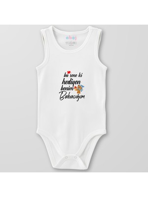 Ahoj  Organik Pamuk Bu Seneki Hediyen Benim Babacığım Bebek Body Çıtçıtlı Zıbın Badi Kolsuz