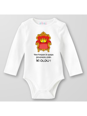 Ahoj  Organik Pamuk Tahtından In Baba Şehzadelerin Iki Oldu Bebek Body Çıtçıtlı Zıbın Badi Uzun Kol