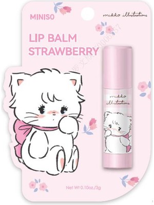 Miniso Mikko Lisanslı Lip Balm (Mouse) Çilek Aromalı Dudak Bakım Ürünü Kompakt Tüp 3 g