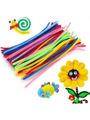 200 Adet Renkli Şönil , Eğitici Şönil Seti, Tüylü Tel, 30 Cm, Peluş Tel