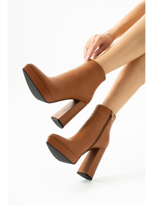 Elisse Shoes Kadın Bej Deri Platform Bot