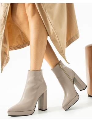 Elisse Shoes Kadın Bej Deri Platform Bot