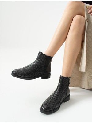 Kadın Hakiki Deri Bot Siyah