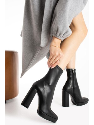 Kadın Streç Bot Siyah Deri