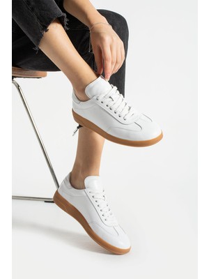 Kadın Hakiki Deri Sneaker Beyaz
