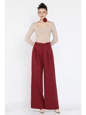 Gülseli Kadın Yüksek Bel Pileli Kumaş Pantolon