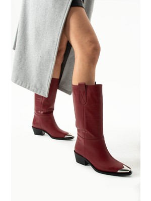 Kadın Hakiki Deri Çizme Bordo