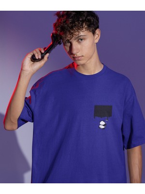 Terzili Giyin Drip Panda Baskılı Oversize Erkek Tişört