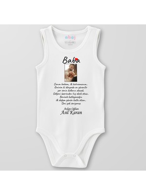 Ahoj  Organik Pamuk Canım Babam Ilk Kahramanım Bebek Body Çıtçıtlı Zıbın Badi Kolsuz