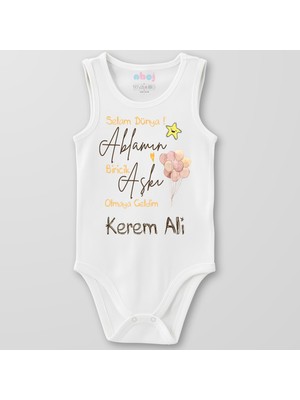 Ahoj  Organik Pamuk Selam Dünya Ablamın Biricik Aşkı Olmaya Geldim Bebek Body Çıtçıtlı Zıbın Badi Kolsuz