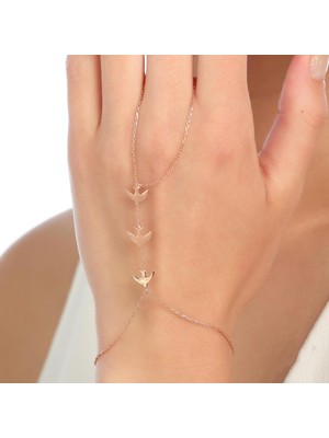 Nusret Takı 925 Ayar Rose Gümüş Üçlü Kırlangıç Model Şahmeran