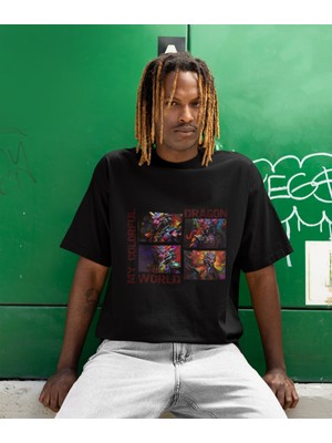 Terzili Giyin Colorful Dragon World – Baskılı Erkek Tişört
