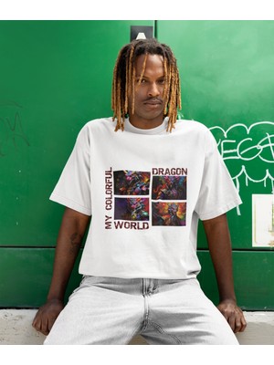 Terzili Giyin Colorful Dragon World – Baskılı Erkek Tişört