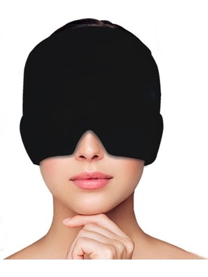 Mıgren ve Baş Agrısı Giderici Başlığı,sıcak ve Soğuk Kompres Şapkası,buz Paketi Bandajı -Siyah-Mavi