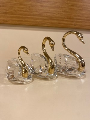 Dekoratif 3 'lü Kristal Altın Kuğu