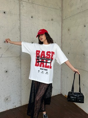 Minaaise Astin Baskılı Oversize T-shirt Beyaz