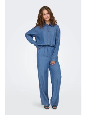 Only Kadın Onlcharıs Beli Lastikli Cep Detaylı Pantolon 15337938 Mavi