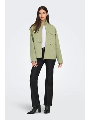 Only Kadın Onllısa Dik Yaka Fermuar Kapamalı Mevsimlik Mont Ceket 15338047 Oliv